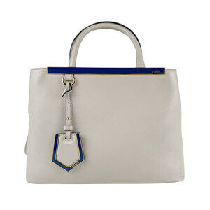 Fendi Toujours leather shoulder bag Greige Gray Navy Blue gold